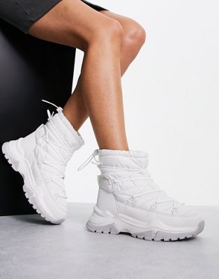 ASOS DESIGN Arctic lace up snow boots in white