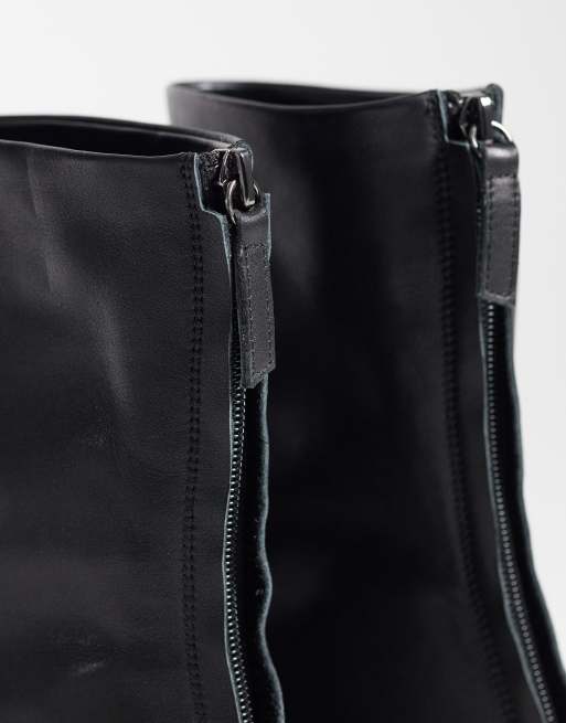 ASOS DESIGN Arden real soft leather ankle boots in black, 4 of 4
