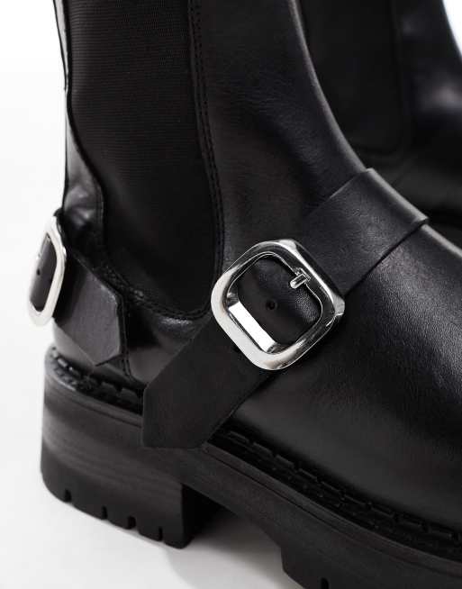 ASOS DESIGN - Arena - Leren Chelsea boots met harnas in zwart, 2 van 4