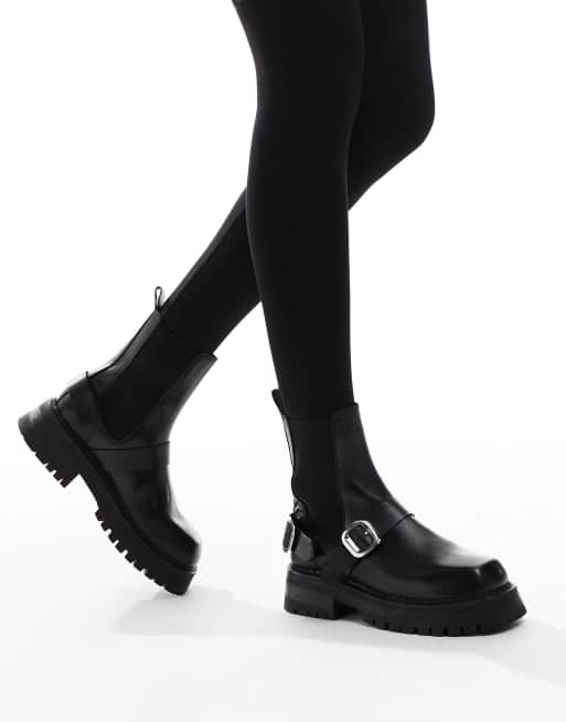 ASOS DESIGN - Arena - Leren Chelsea boots met harnas in zwart, 4 van 4