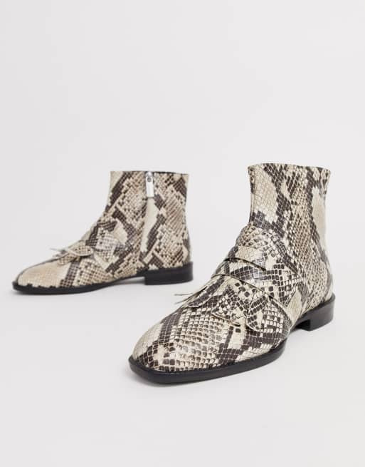 Flat hot sale snakeskin booties