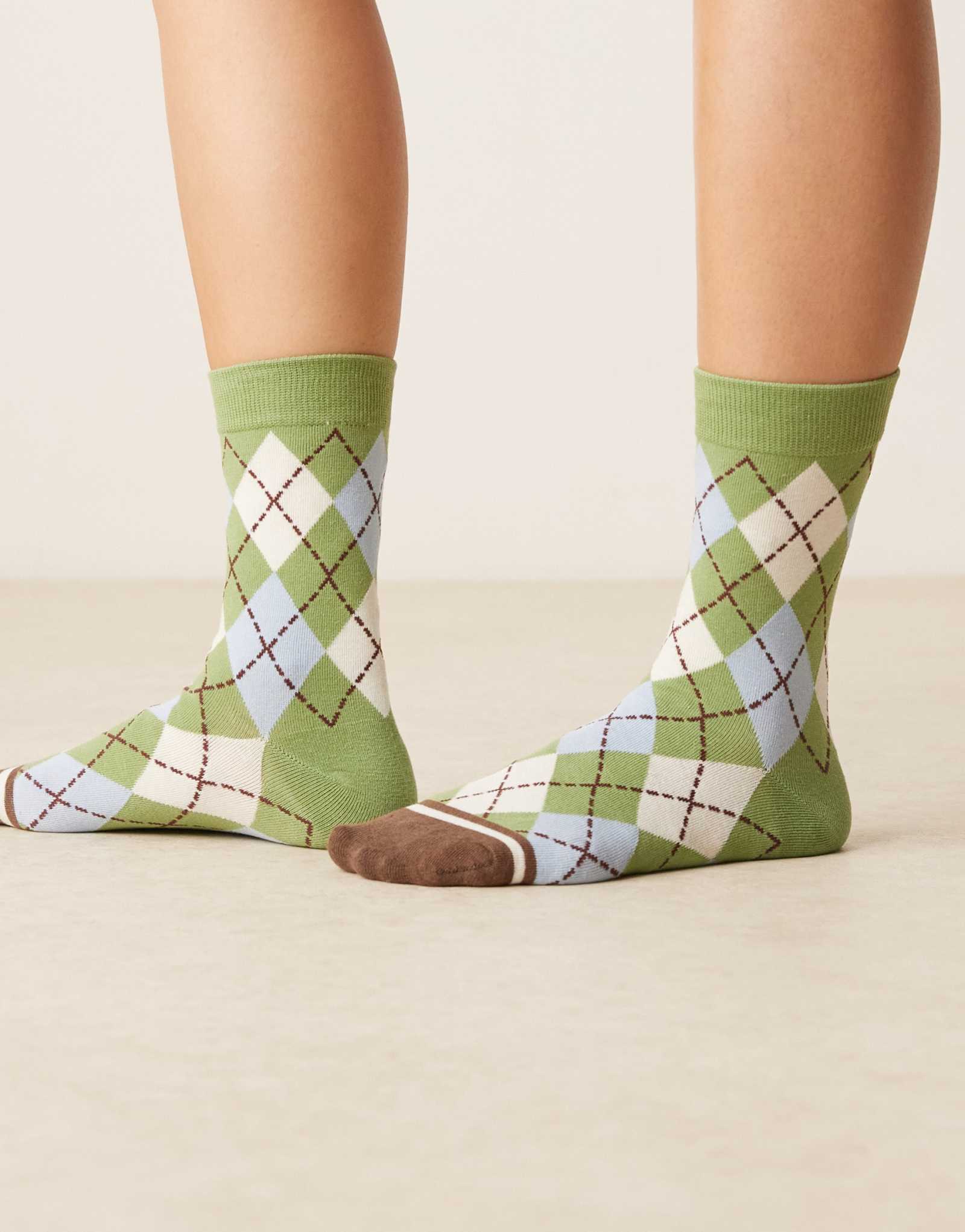 Носки в клетку ASOS DESIGN argyle зеленого цвета.