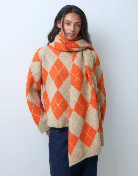 ASOS DESIGN argyle-tørklæde i orange - view 1
