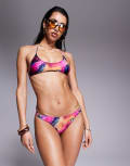 [ASOS DESIGN] ASOS DESIGN Arina hipster bikini bottom in pink abstract print-Multi 6 Pink Abstract