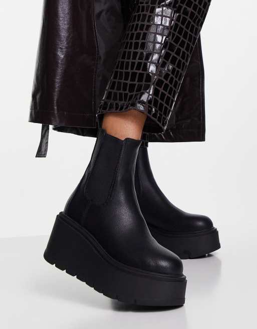 ASOS DESIGN Ark Chelsea Stiefel in Schwarz mit Keilabsatz ASOS