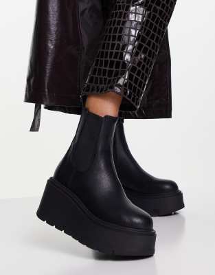 ASOS DESIGN Ark chelsea wedge boots in black