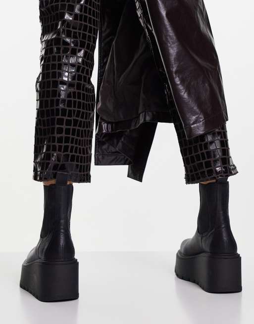 ASOS DESIGN Ark chelsea wedge boots in black