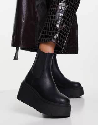 ASOS DESIGN Ark chelsea wedge boots in black - ASOS Price Checker