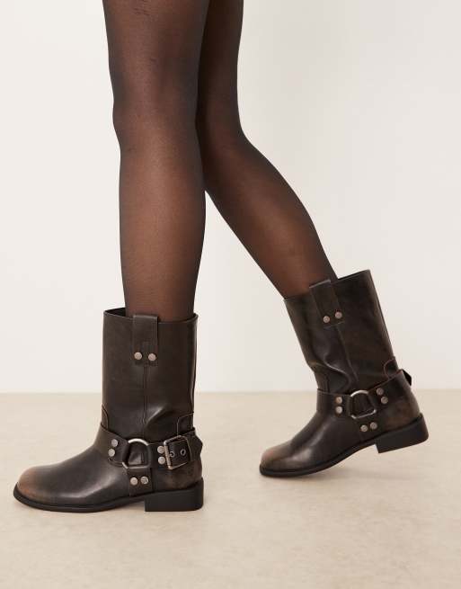 ASOS DESIGN - Arley - Bikerlaarzen met harnas in bruin, 3 van 4