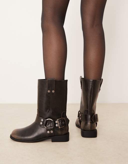 ASOS DESIGN - Arley - Bikerlaarzen met harnas in bruin, 4 van 4