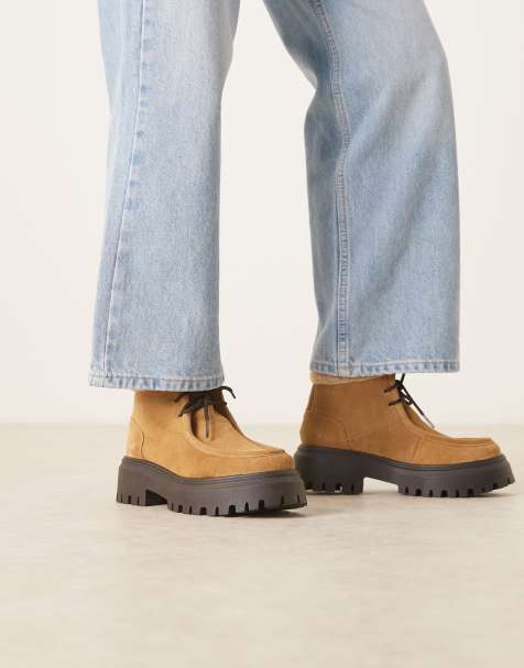 ASOS DESIGN Arlo chunky desert boot with borg collar in sand suede - view 1