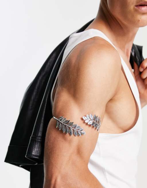 ASOS DESIGN - Armband met bladonwerp in zilverkleur