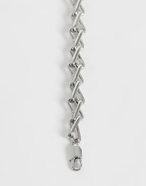 ASOS DESIGN armband met gekruiste schakels in zilver, 2 van 3