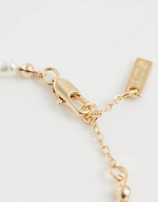ASOS DESIGN - Armband met imitatieparels en kralen in goud, 3 van 3