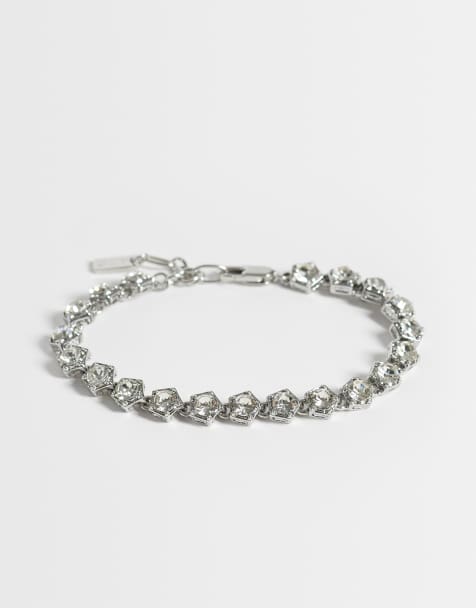 ASOS DESIGN armband met kristalstenen in zilver - view 1