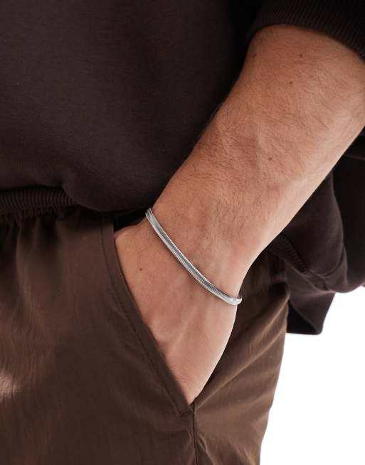 ASOS DESIGN - Armband met platte schakels van waterbestendig roestvrij staal in zilverkleur