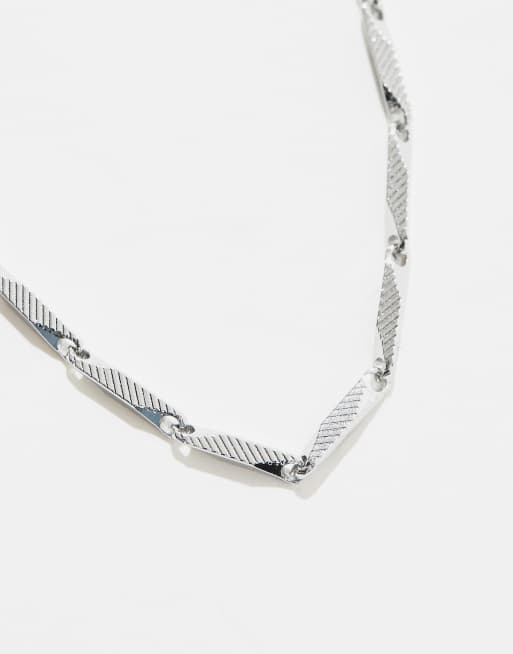 ASOS DESIGN - Armband met rechthoekige schakels in zilverkleur