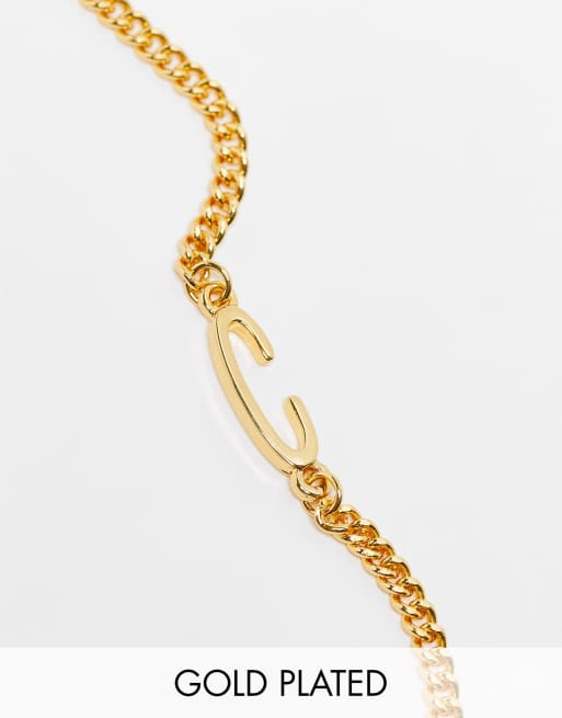 ASOS DESIGN – Armband mit 14-Karat-Vergoldung und „C“-Initiale