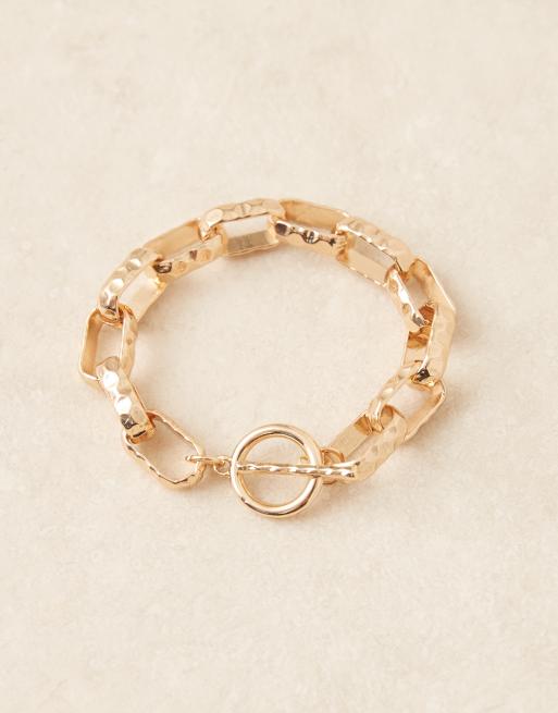 ASOS DESIGN – Armband mit strukturierter Gliederkette in Goldoptik und T-Steg, 2 von 3