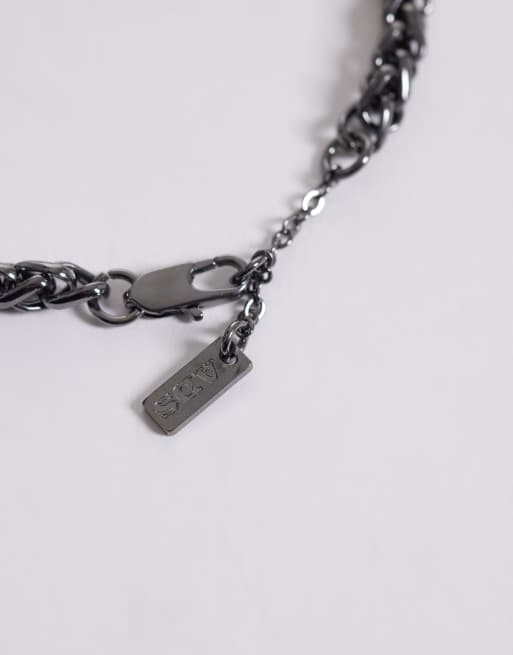 ASOS DESIGN – Armbänder mit Tigeraugen-Halbedelsteinen und Kettchen in Braun, 4er-Pack, 3 von 3