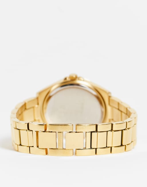 ASOS DESIGN - Armbandhorloge in goudkleur met bruine wijzerplaat, 2 van 4