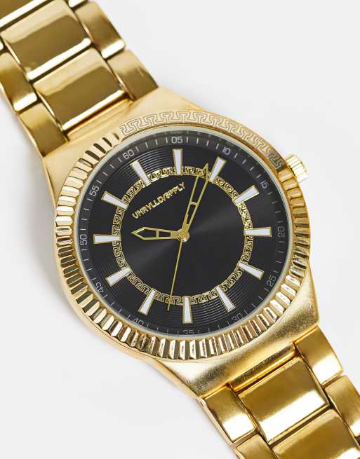 ASOS DESIGN - Armbandhorloge met getextureerd detail in goudkleur, 4 van 4
