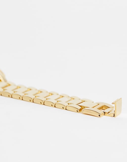 ASOS DESIGN - Armbåndsur med sort urskive i guldfarvet urrem, 4 af 4