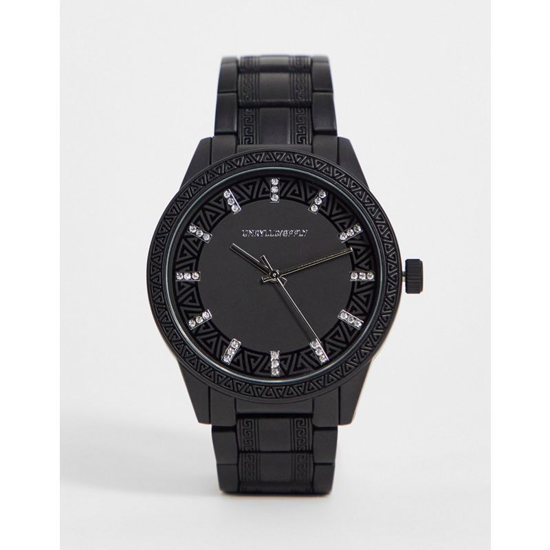 DESIGN – Armbanduhr in Schwarz mit griechischem Wellendesign
