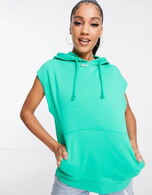 ASOS DESIGN – Ärmelloser Kapuzenpullover in Apfelgrün