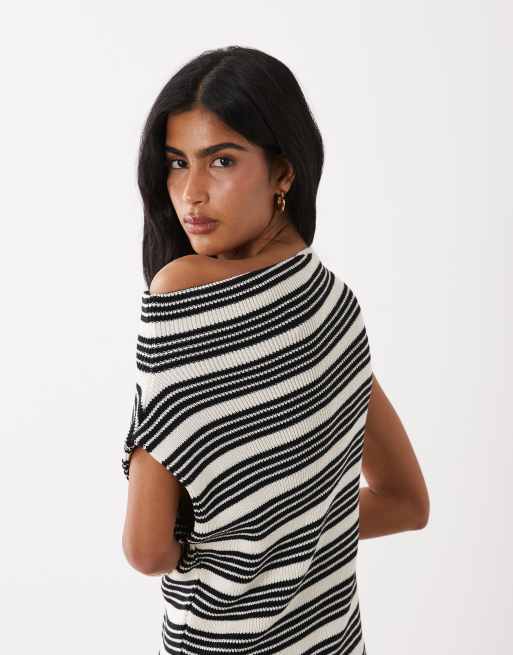 ASOS DESIGN – Ärmelloses, asymmetrisches Oberteil in Schwarz-Weiß gestreift, 4 von 4