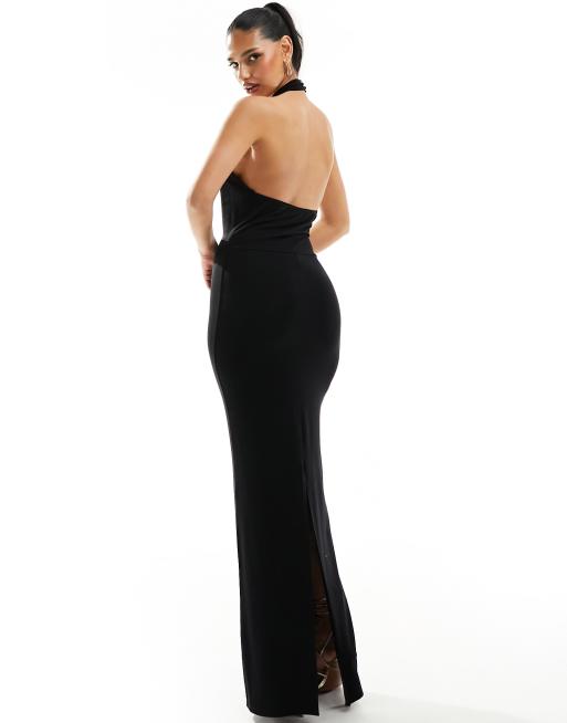 ASOS Design – Ärmelloses Bodycon-Midikleid in Schwarz mit Halsband und Neckholder, 4 von 4