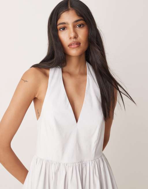 ASOS DESIGN – Ärmelloses Hemd-Skater-Kleid in Weiß, 2 von 4