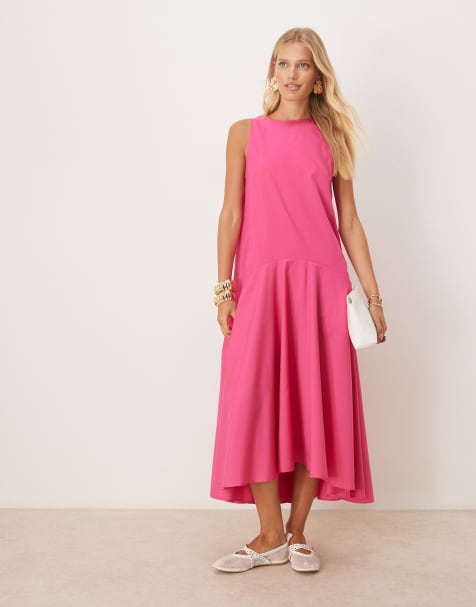 ASOS DESIGN – Ärmelloses Maxikleid in Rosa mit tiefer Taille - view 1