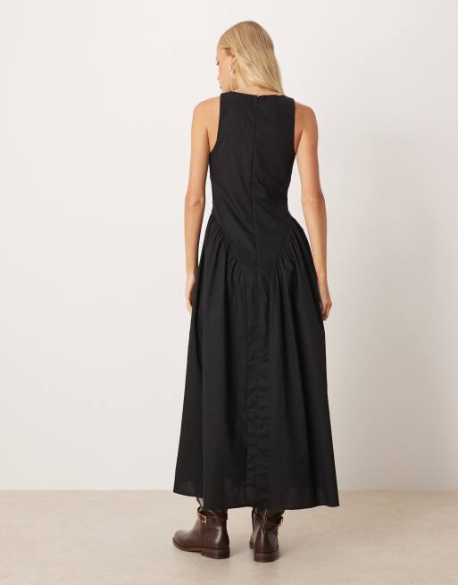 ASOS DESIGN – Ärmelloses Maxikleid in Schwarz mit Korsett-Detail, 4 von 4