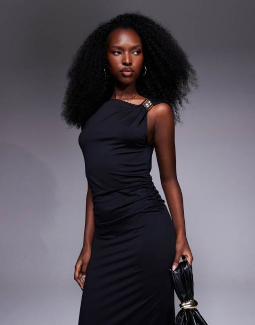 ASOS DESIGN – Ärmelloses Maxikleid in Schwarz mit Metallbesatz, 3 von 4
