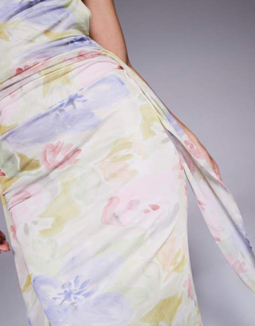 ASOS DESIGN – Ärmelloses Maxikleid mit Blumenprint, Rückenausschnitt und Schärpendetail, 3 von 4