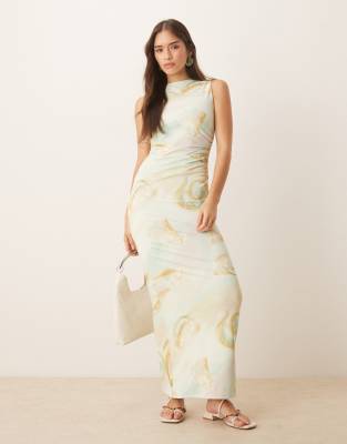 ASOS DESIGN - Ärmelloses Midikleid mit weicher Haptik und Muschelprint-Bunt