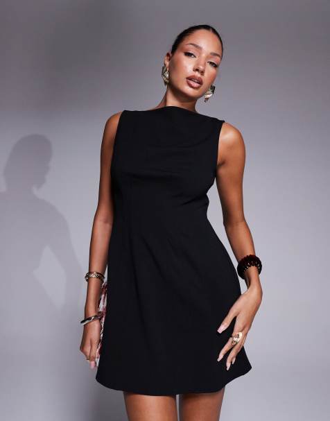 ASOS DESIGN – Ärmelloses Minikleid in Schwarz mit Ziernaht - view 1