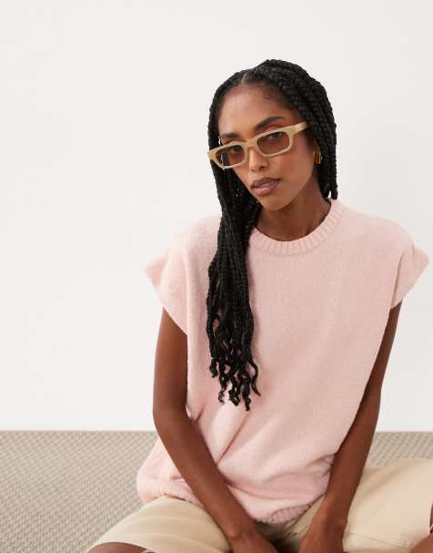 ASOS DESIGN – Ärmelloses Oberteil in Rosa mit genoppter Struktur und Rundhalsausschnitt - view 1