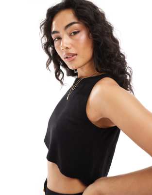 ASOS DESIGN - Ärmelloses Oberteil in Schwarz aus Leinenmix, Kombiteil