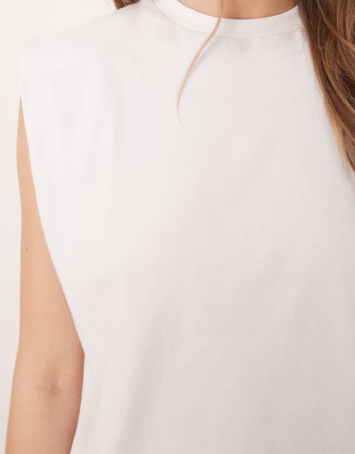 ASOS DESIGN – Ärmelloses Oberteil in Weiß mit Schulterpolstern, 4 von 4