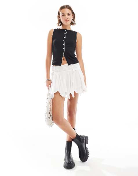 ASOS DESIGN – Ärmelloses Tanktop in Schwarz mit kontrastierendem Muschelsaum - view 1