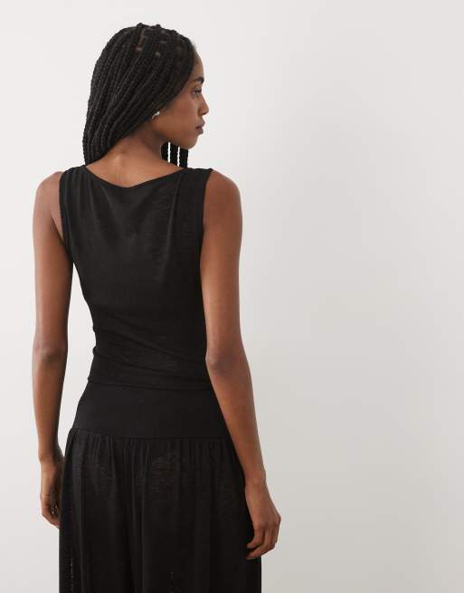 ASOS DESIGN ärmlös skir set-topp i svart, 4 av 4