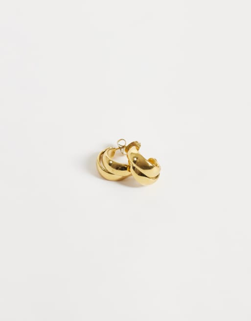 ASOS DESIGN aros cruzados de acero inoxidable impermeables en tono dorado, 4 de 4