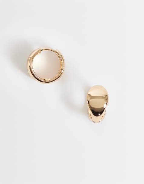 ASOS DESIGN aros gruesos de diario en tono dorado - view 1