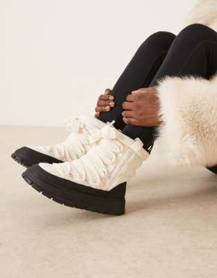 Arrow - Après-ski à lacets en nylon - Crème/noir-Multicolore 38