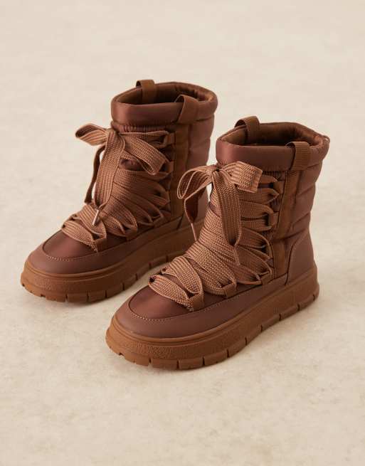 ASOS DESIGN - Arrow - Chokoladebrune snestøvler i nylon med snørebånd, 2 af 4
