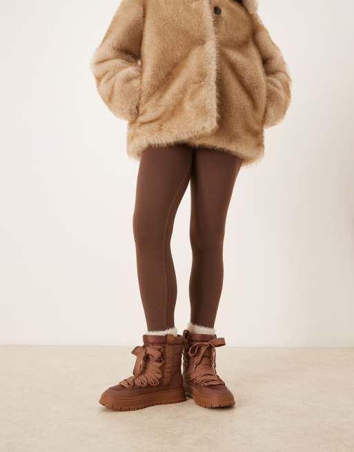 ASOS DESIGN - Arrow - Chokoladebrune snestøvler i nylon med snørebånd, 4 af 4