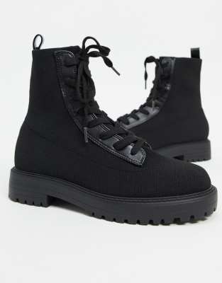 black short boots with laces