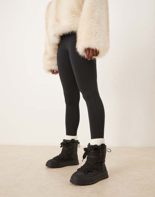 ASOS DESIGN - Arrow - Sneeuwlaarzen van nylon met veters in zwart, 2 van 4